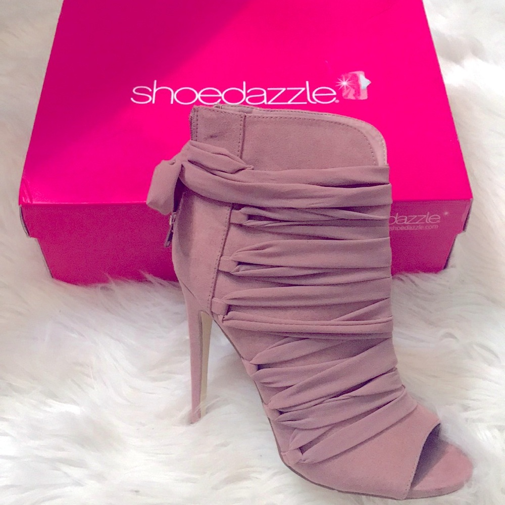NEW Pink Pseudo Suede Booties (never worn)